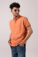 Orange Self Checks  Polo T-Shirt