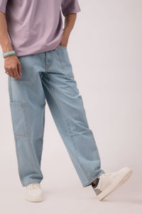 Ice Blue Cargo Fit Denim