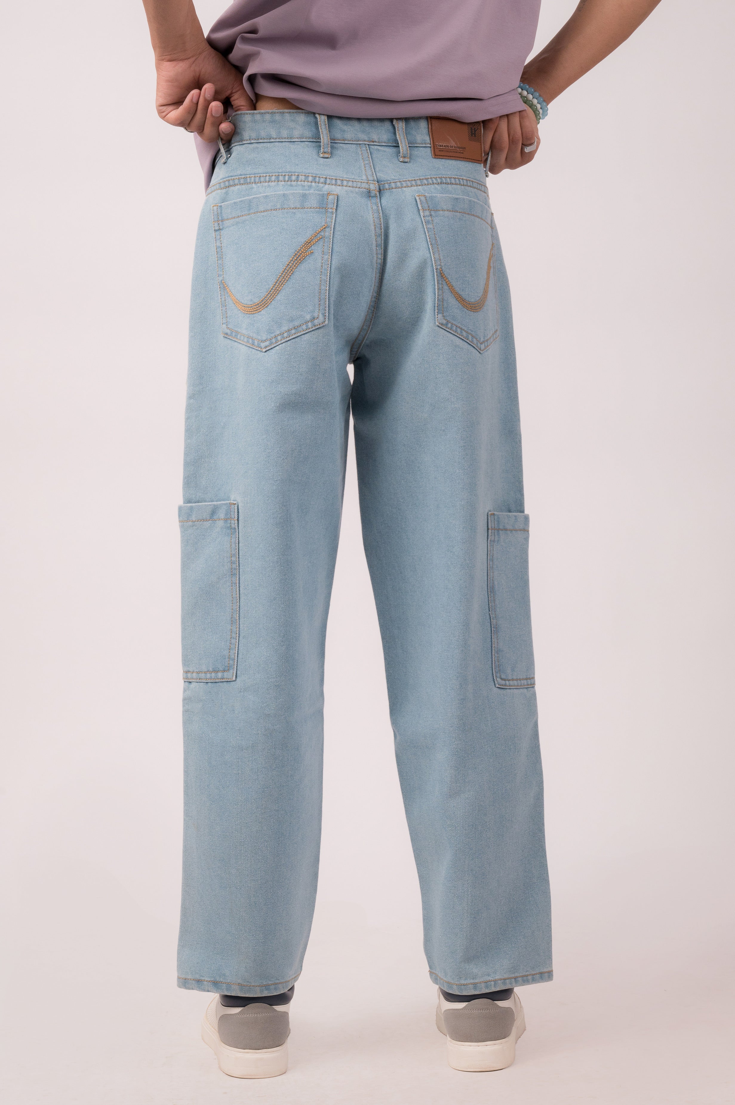 Ice Blue Cargo Fit Denim