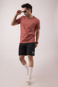 Black Solid Regular Fit Short