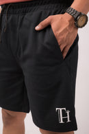 Black Solid Regular Fit Short