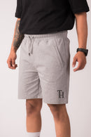 D.Melange Grey Solid Regular Fit Short