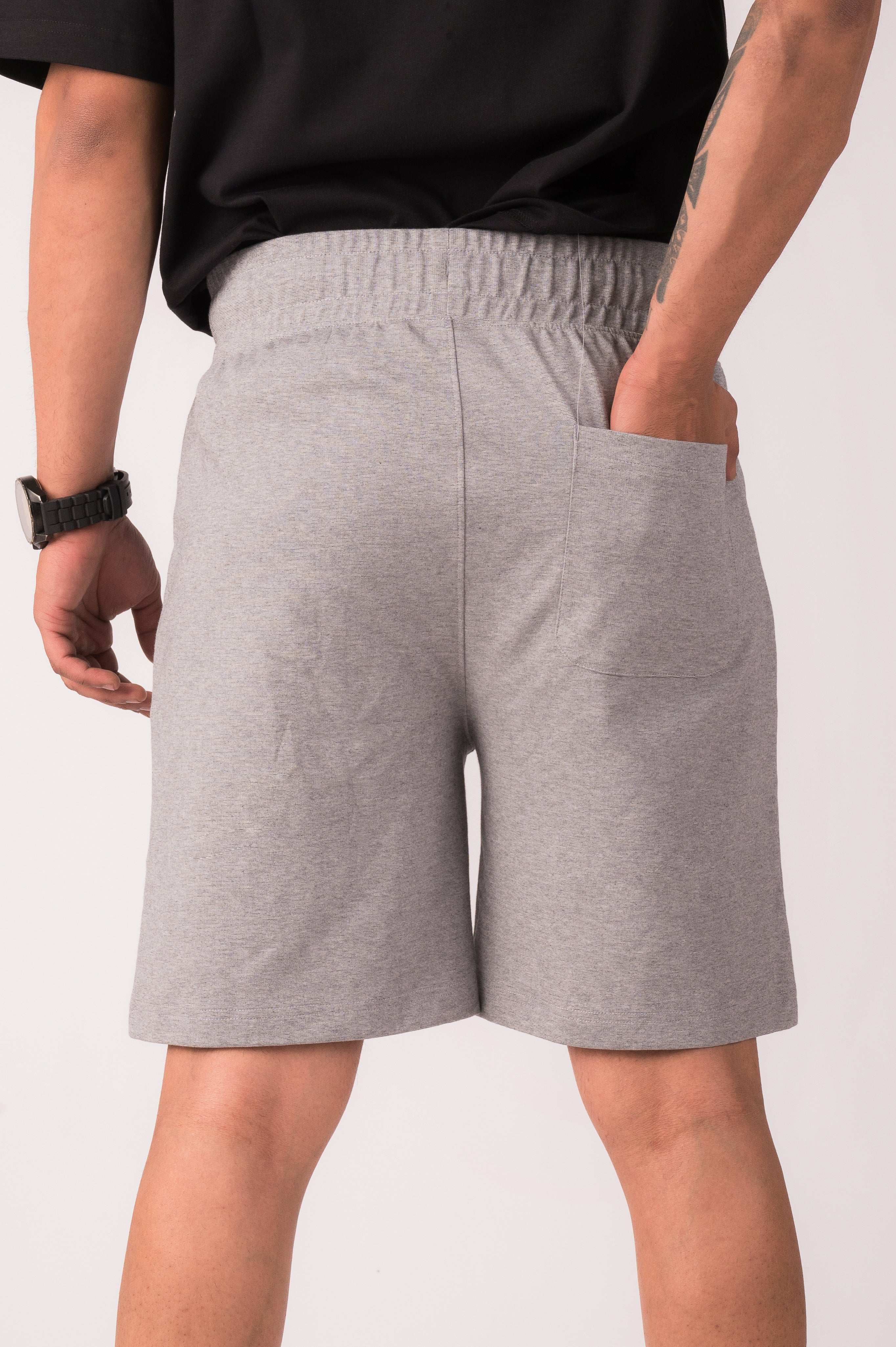 D.Melange Grey Solid Regular Fit Short