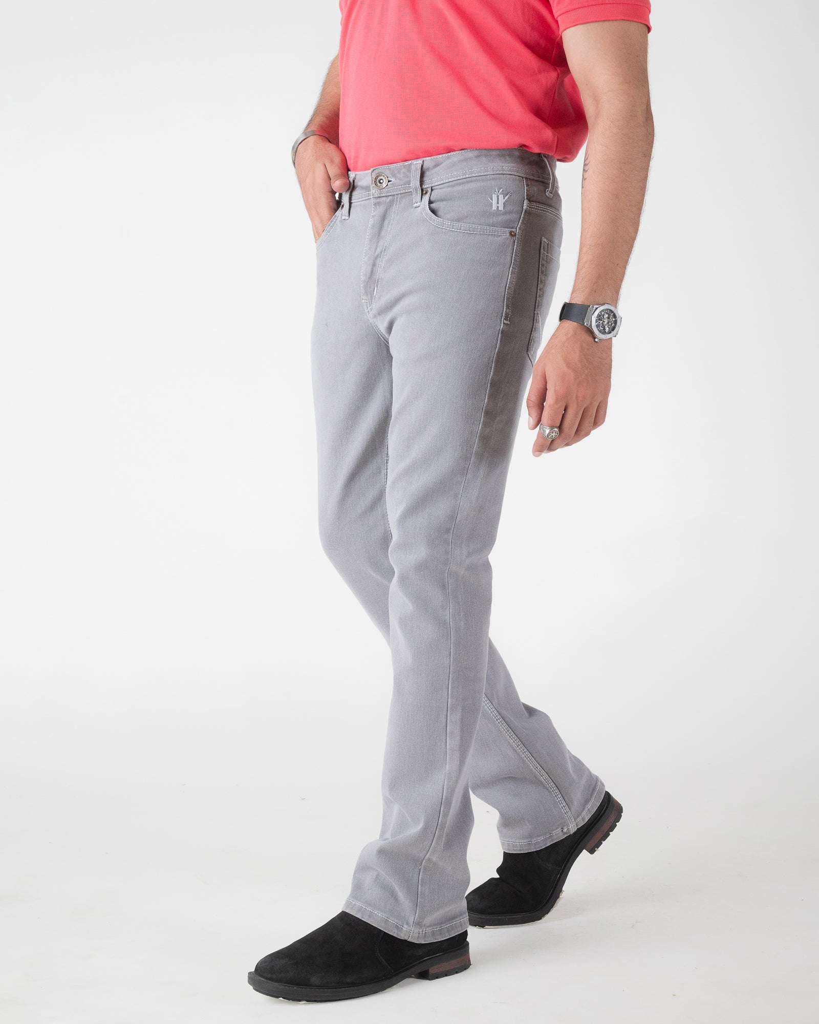 LIGHT GREY BOOTCUT FIT JEANS