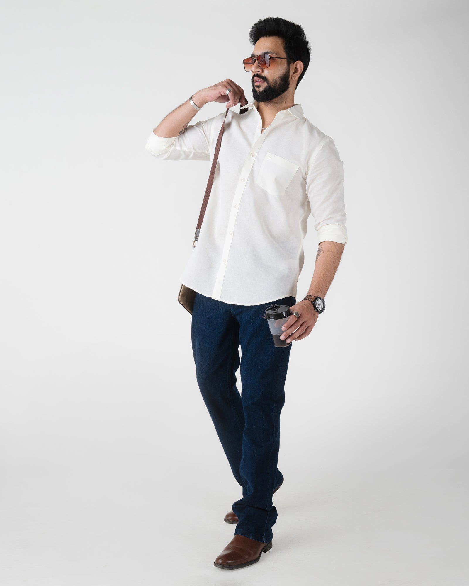 CREAM SEMI FORMAL SHIRT