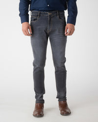 MID GREY TAPERED FIT JEANS