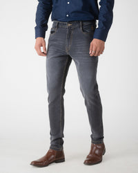 MID GREY TAPERED FIT JEANS