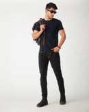 BLACK TAPERED FIT JEANS