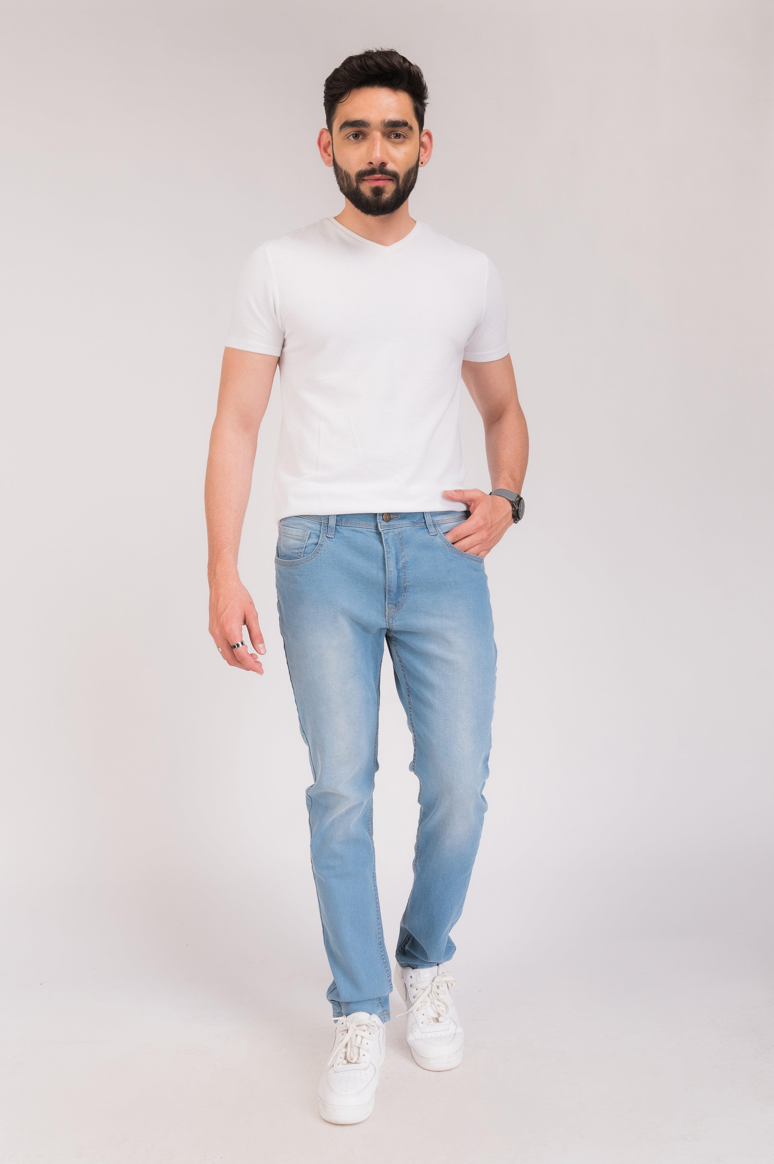 Sky Blue Regular Fit Denim