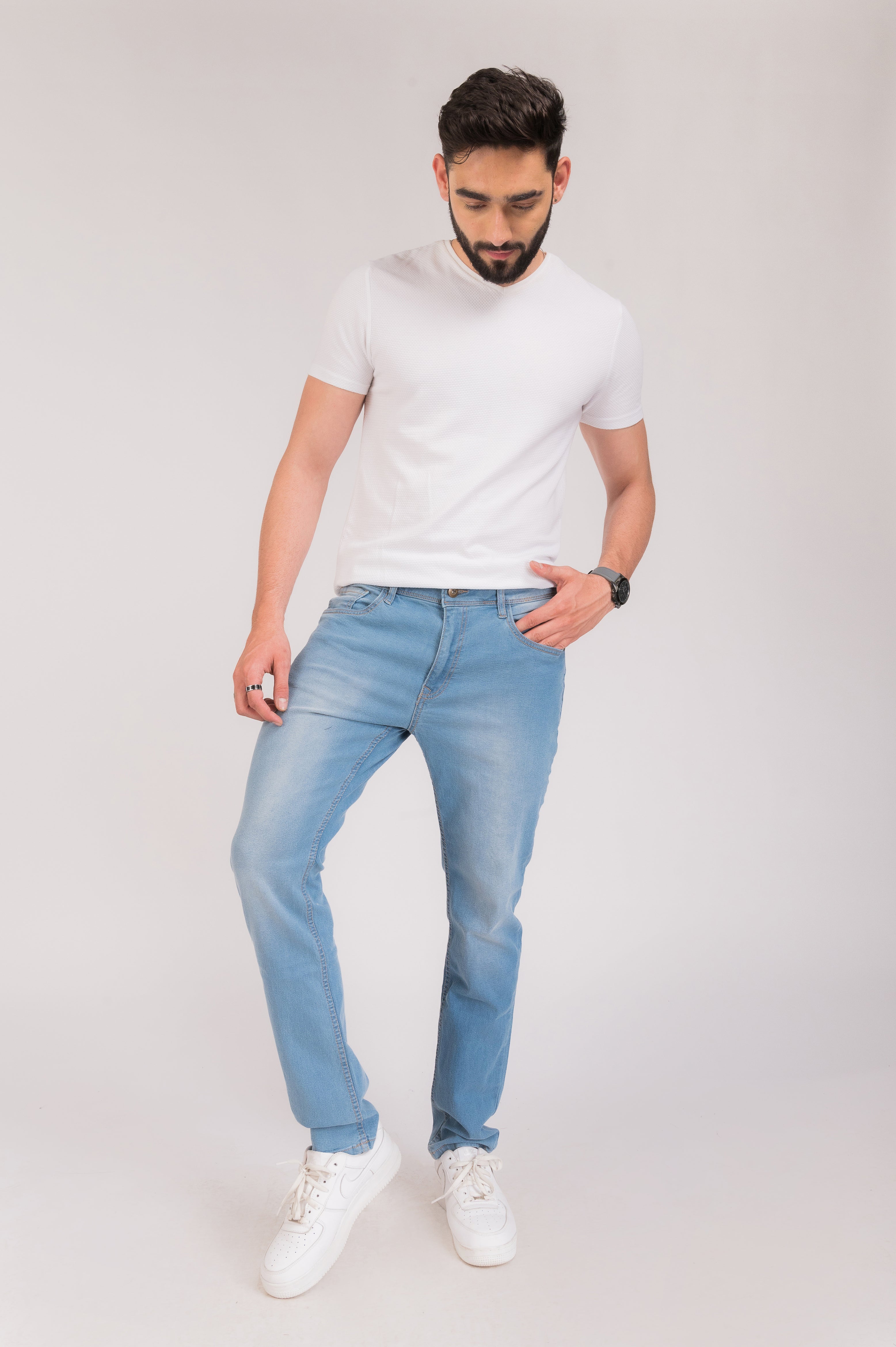 Sky Blue Regular Fit Denim