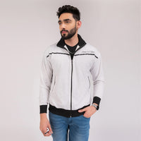 White Melange Signature Zipper Jacket