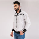 White Melange Signature Zipper Jacket