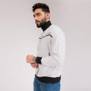 White Melange Signature Zipper Jacket