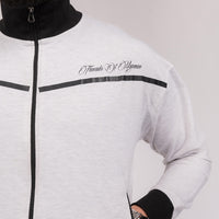 White Melange Signature Zipper Jacket