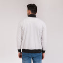 White Melange Signature Zipper Jacket