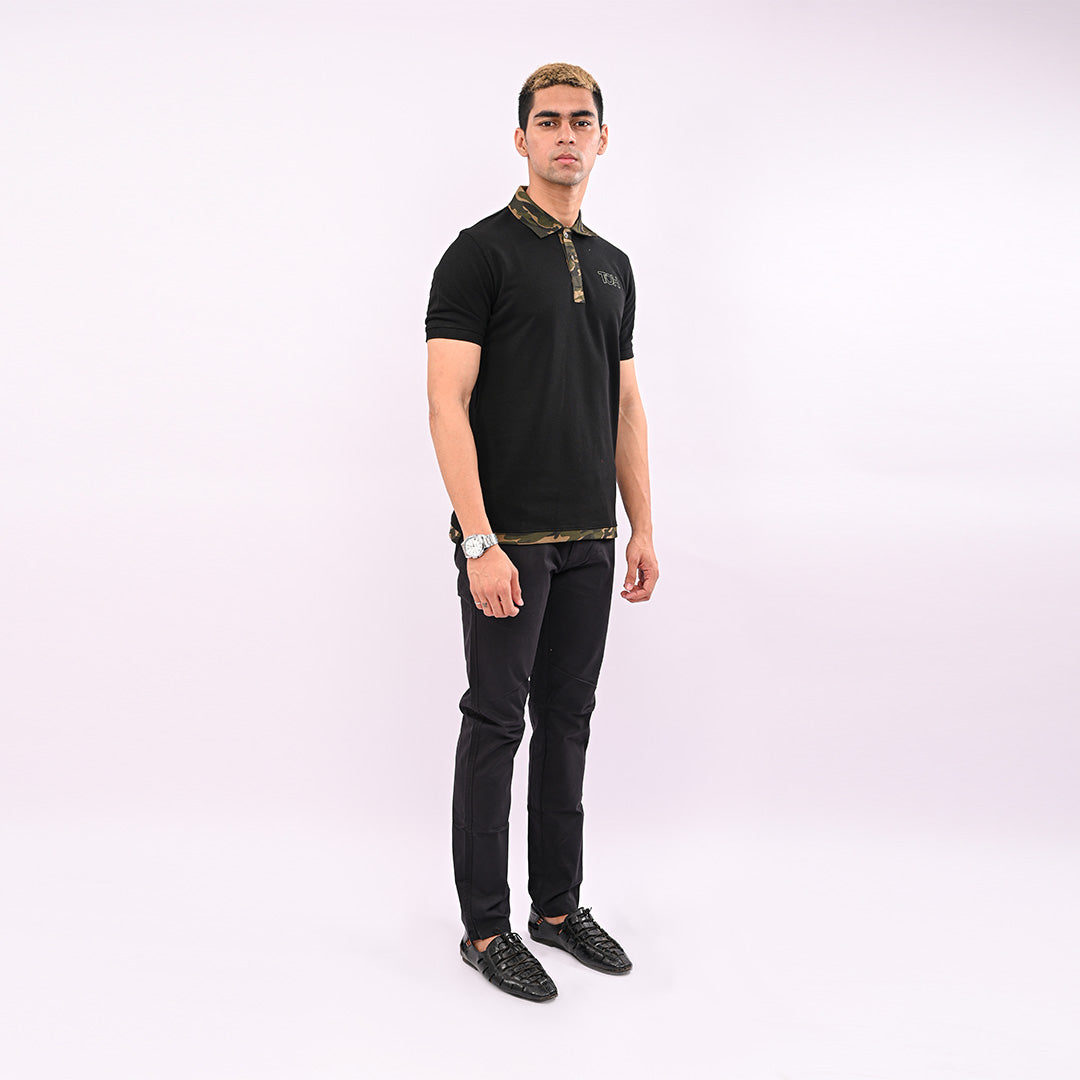 Black Camouflage Regular Fit Polo