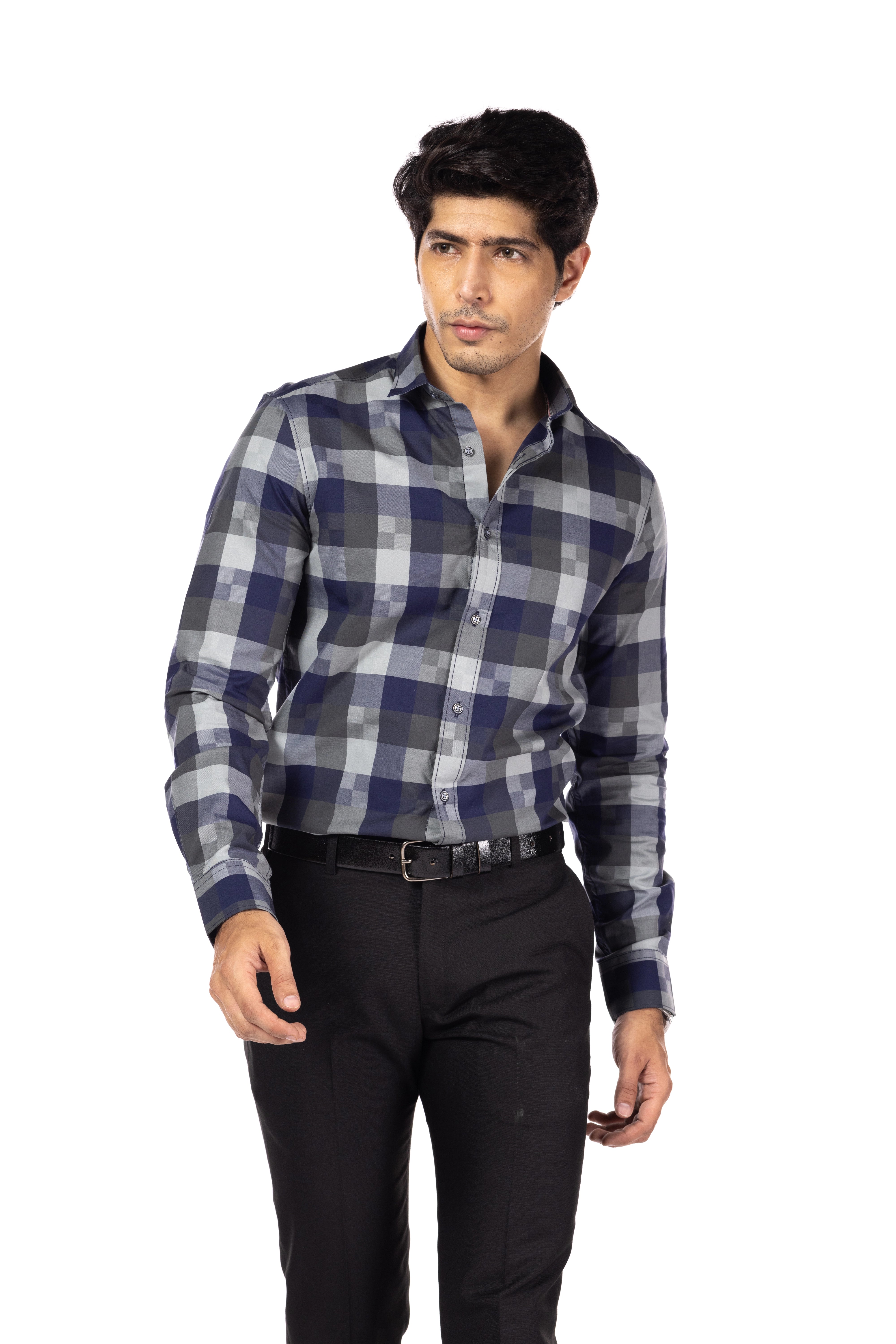 Grey Checks Slim Fit Shirt