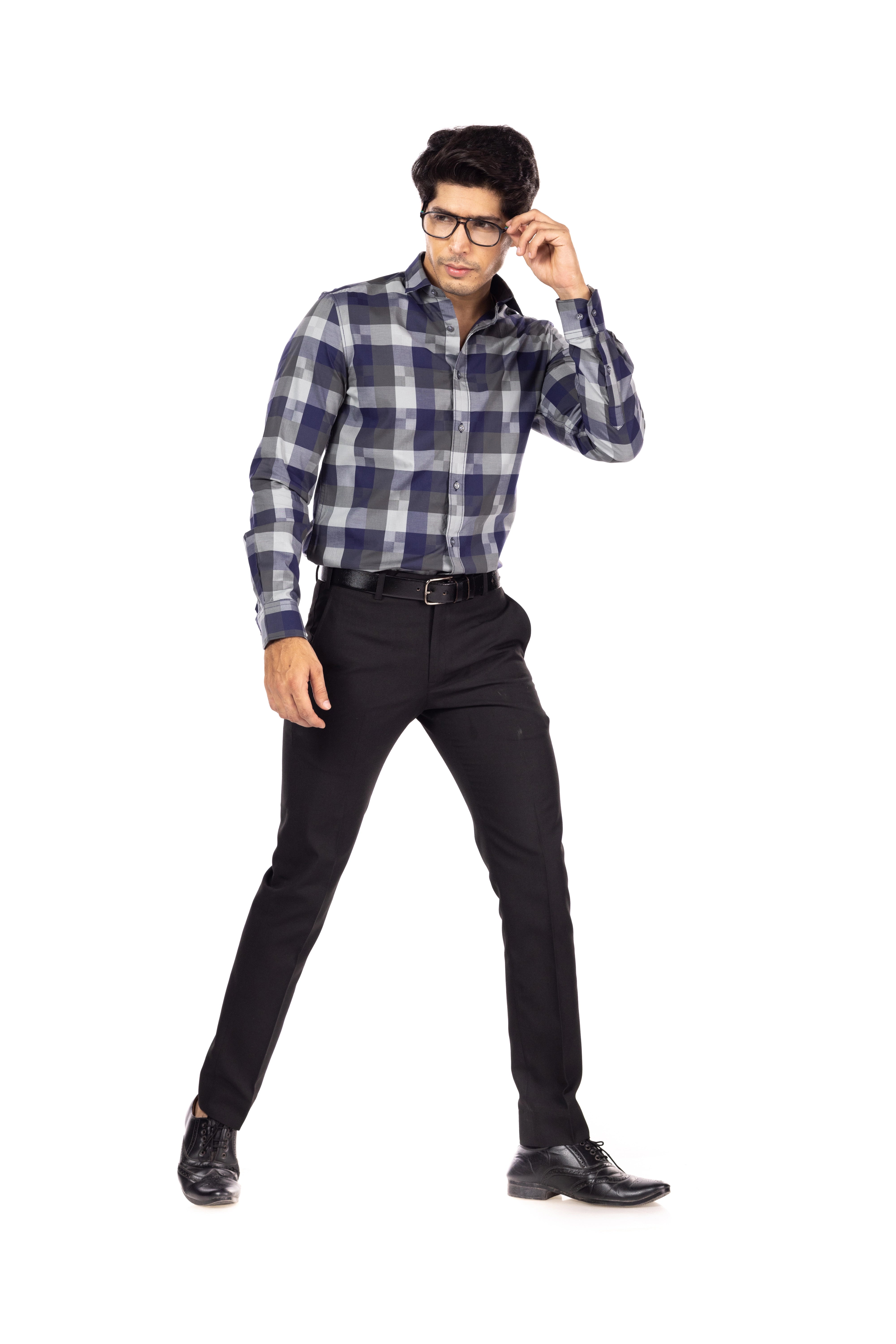 Grey Checks Slim Fit Shirt