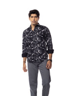 Black Floral Slim Fit Shirt