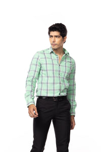 Light Green Checks Slim Fit Shirt