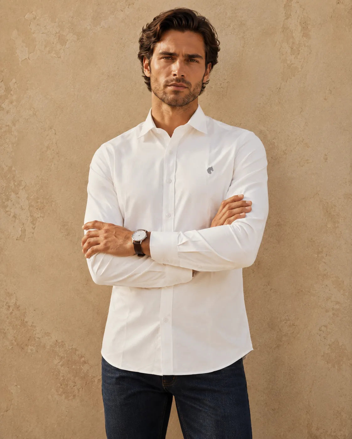 White  - Solid Slim Fit Oxford Shirt