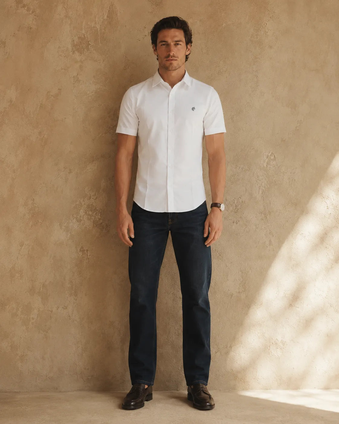 White - Solid Slim Fit Oxford Shirt