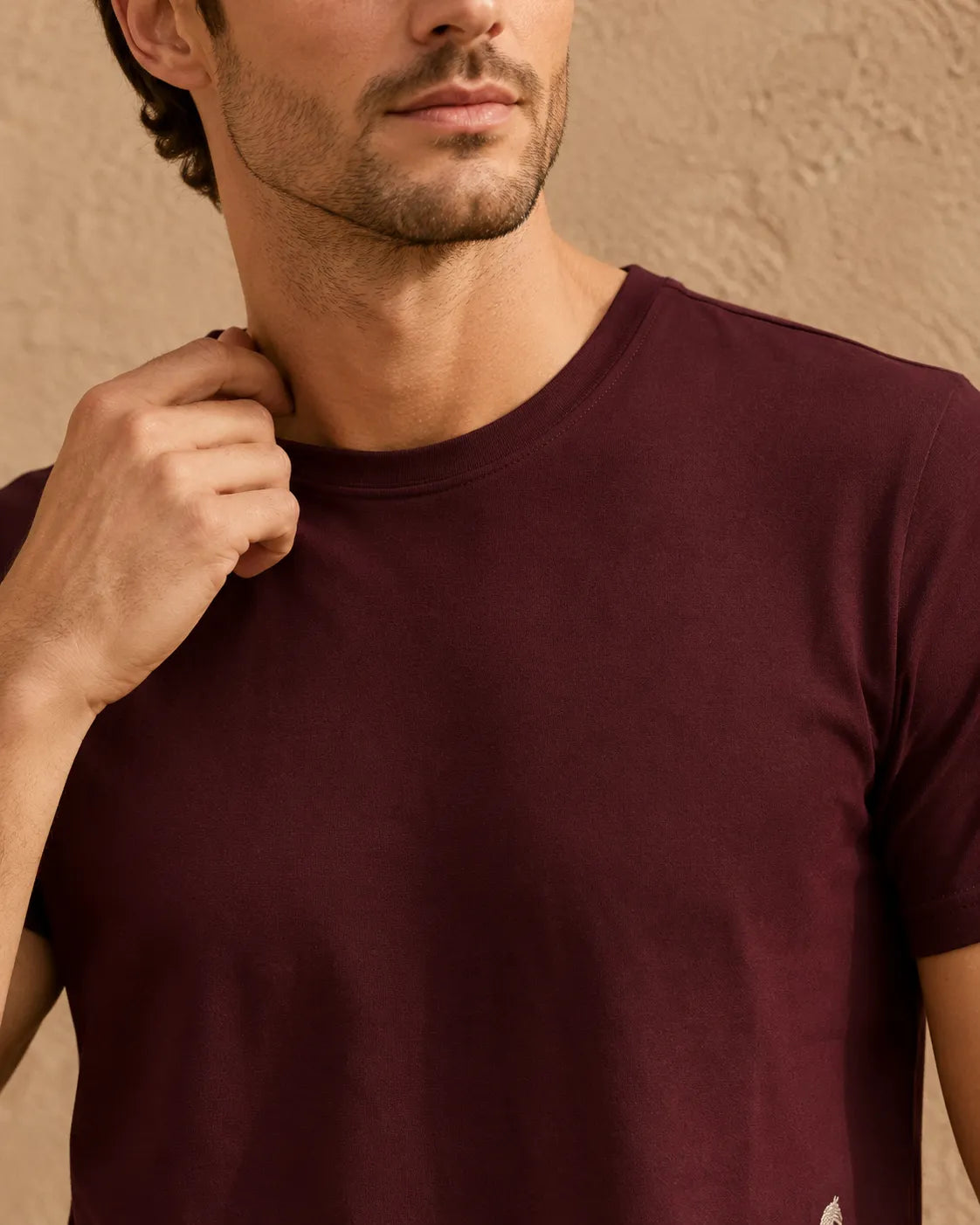 Wine - Regular Fit Plain T-Shirt