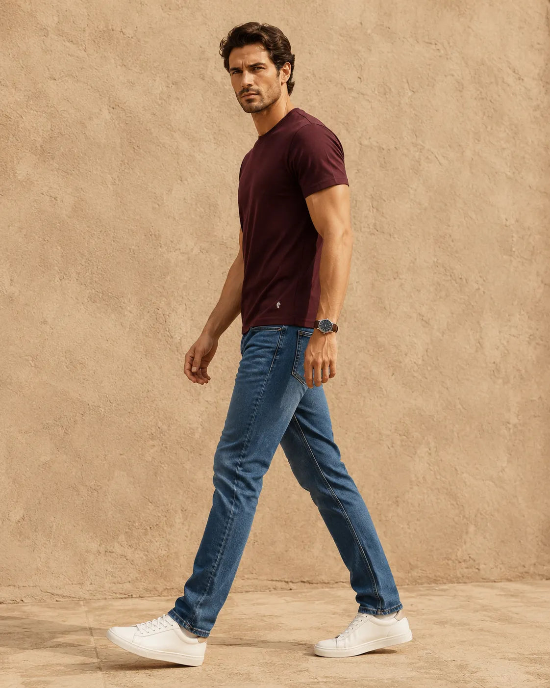 Wine - Regular Fit Plain T-Shirt