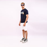 Navy Printed Regular Fit T-Shirt