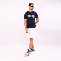 Navy Printed Regular Fit T-Shirt