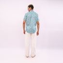 Blue Printed Slim Fit Shirt