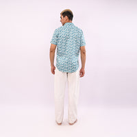 Blue Printed Slim Fit Shirt