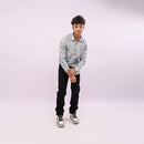 Grey Printed Slim Fit Shirt