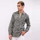 Military Green Print Slim Fit Shirt