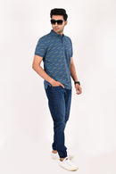 Teal Printed Polo T-Shirt