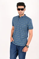 Teal Printed Polo T-Shirt