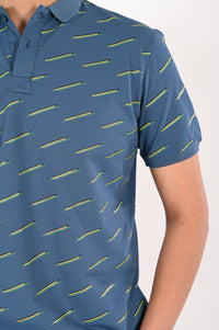 Teal Printed Polo T-Shirt