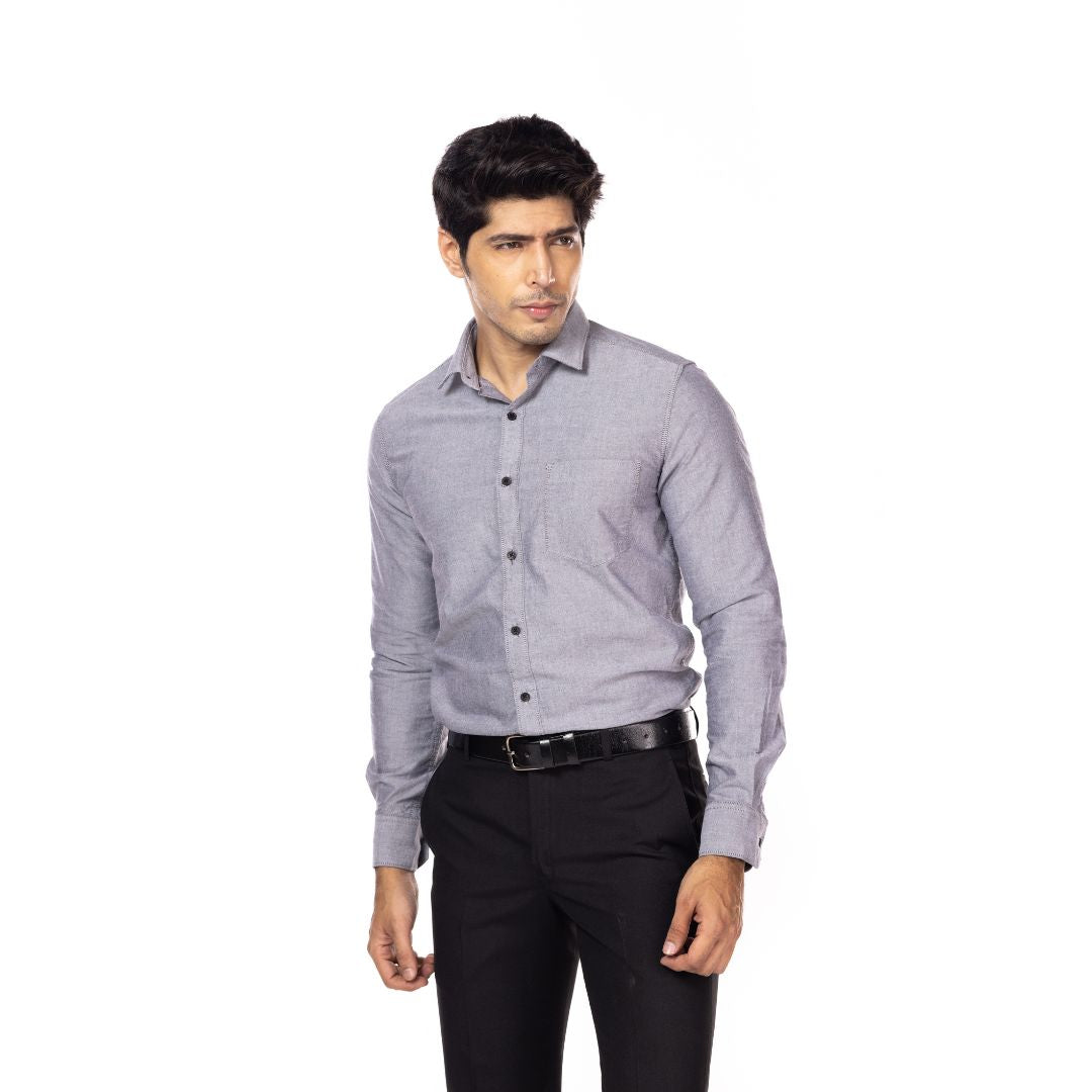 Solid Grey Classic Slim Fit Shirt