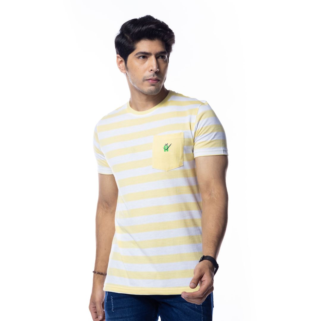 Yellow Stripes Regular Fit T-Shirt