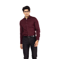 Maroon Solid Slim Fit Shirt