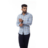 Sky Blue Checks Slim Fit Shirt