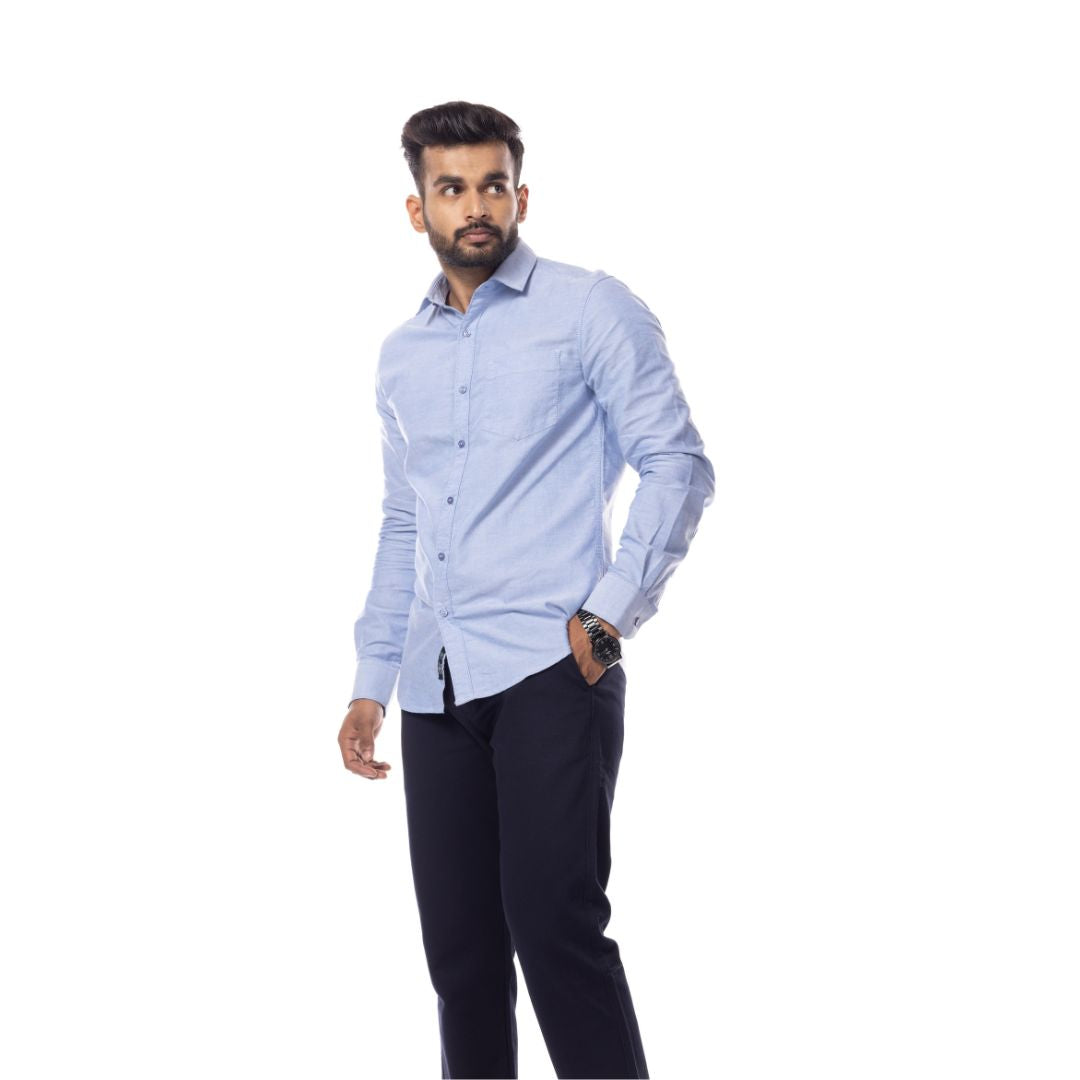 Solid Blue Classic Slim Fit Shirt – Threads of Harman