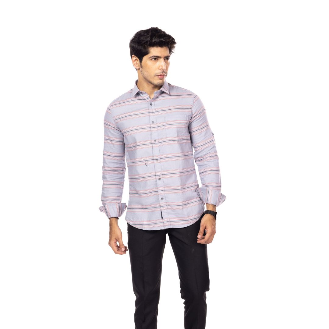 Grey Stripes Slim Fit Shirt