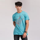 Turquoise Printed Regular Fit T-Shirt