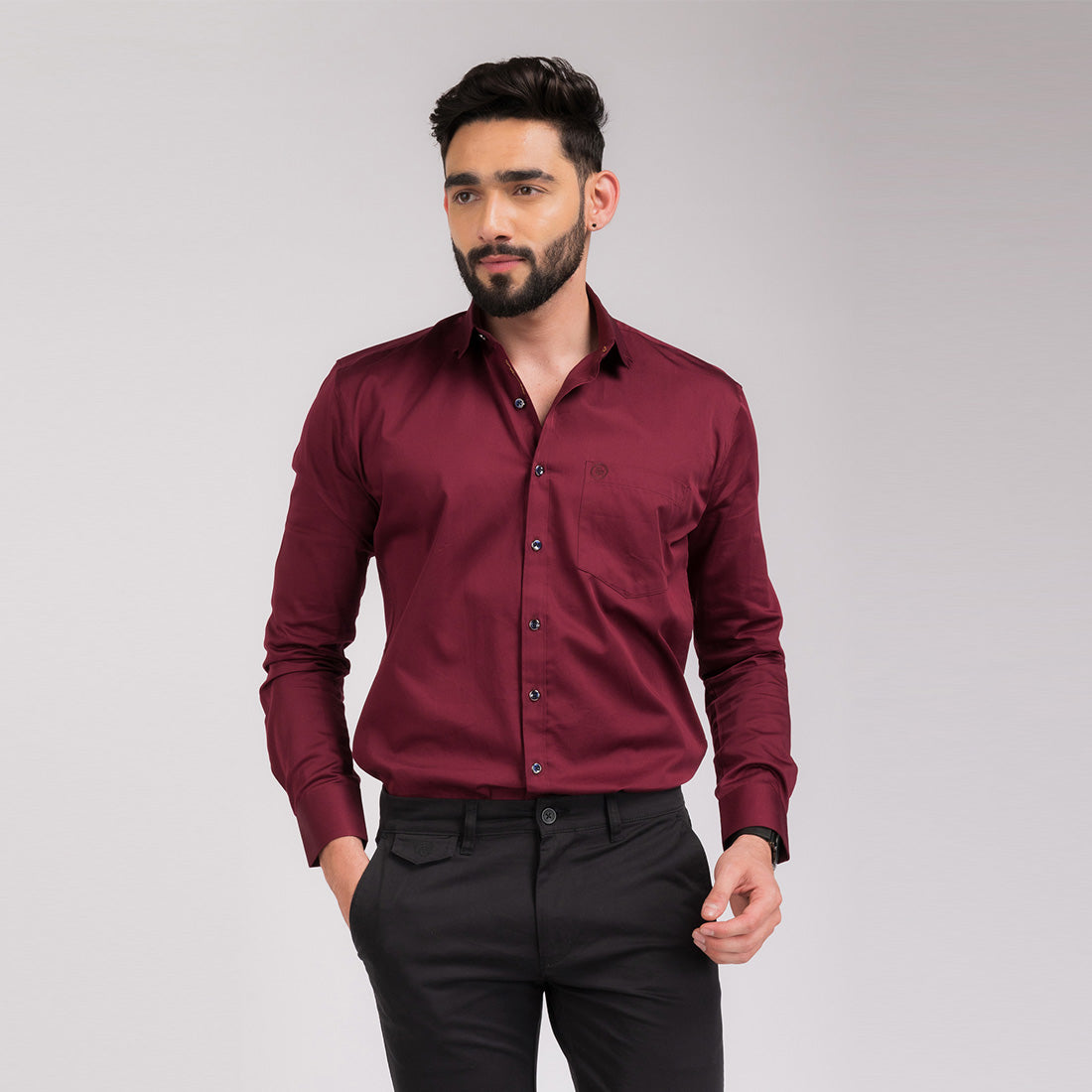 Maroon Regular Fit Shirt