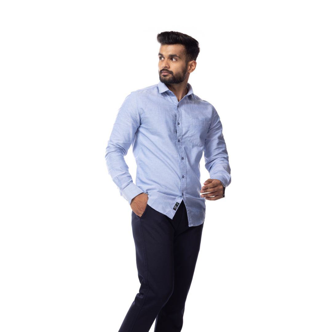 Solid Blue Classic Slim Fit Shirt – Threads of Harman