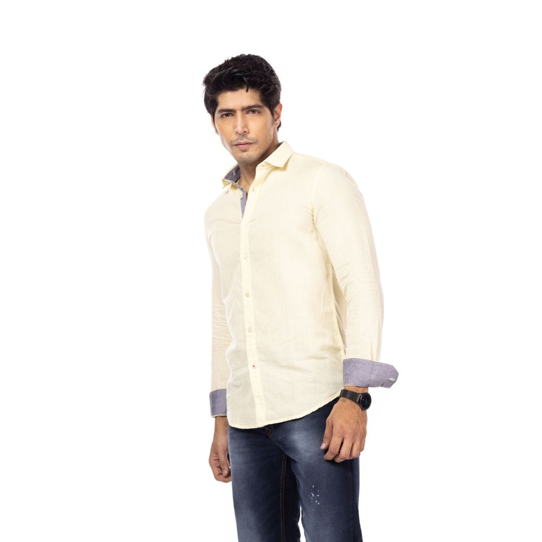 Light Yellow  Slim Fit Shirt