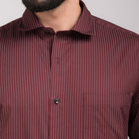 Maroon Stripes Regular Fit Shirt