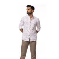 Off White Motif Print Slim Fit Shirt