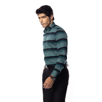 Teal Stripes Slim Fit Shirt